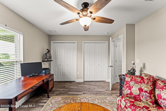 6435 Dixie Way, Mims, FL 32754 - office featuring ceiling fan and wood finished floors