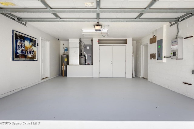 2829 SE Cabana Ln, Port St Lucie, FL 34952 - garage with electric panel, water heater, a garage door opener, and heating unit