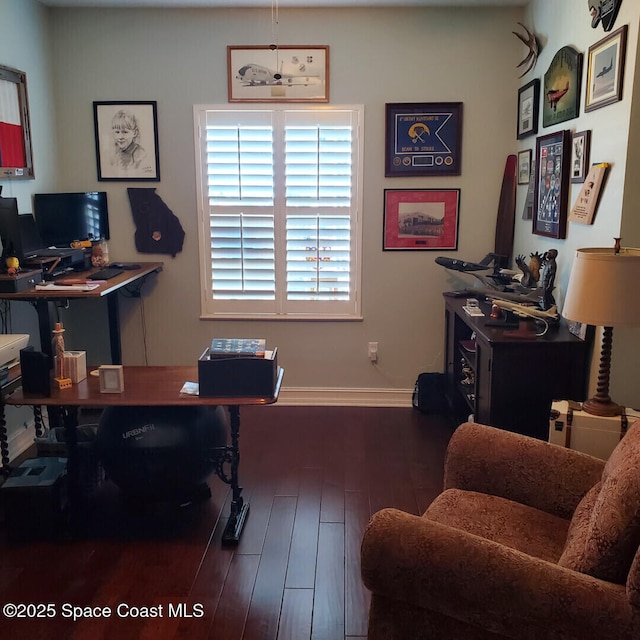 93 Delannoy Ave Unit 601, Cocoa, FL 32922 - office area featuring wood finished floors and baseboards