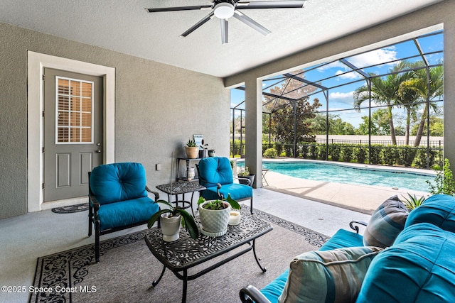 14880 Ellingsworth Ln, Winter Garden, FL 34787 - view of pool featuring a ceiling fan and a patio area