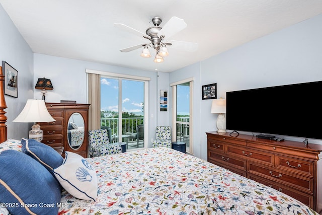8700 Ridgewood Ave Unit Ph2B, Cape Canaveral, FL 32920 - bedroom with access to outside and ceiling fan