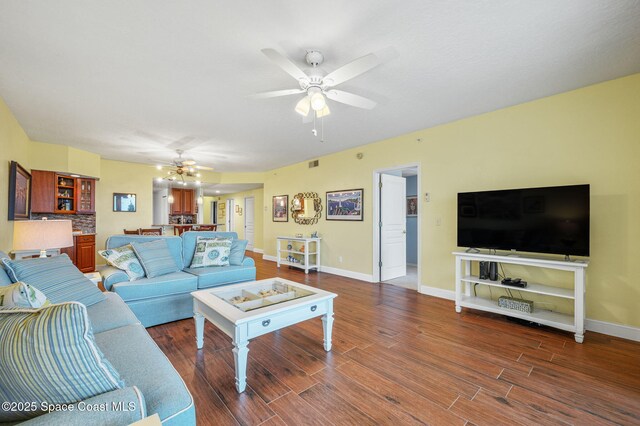 8700 Ridgewood Ave Unit Ph2B, Cape Canaveral, FL 32920 - living room featuring ceiling fan and wood finished floors