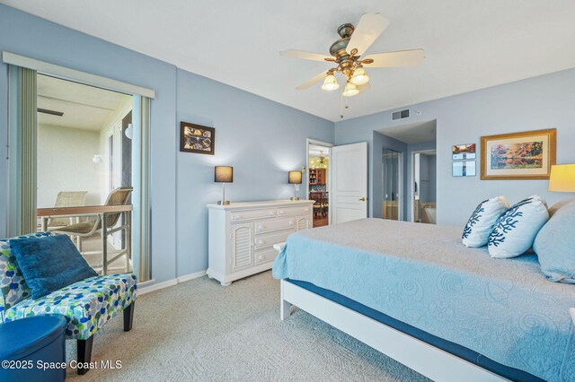 8700 Ridgewood Ave Unit Ph2B, Cape Canaveral, FL 32920 - bedroom with light colored carpet and ceiling fan