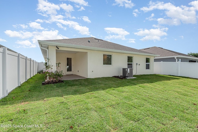 1331 Tupelo Cir, Cocoa, FL 32926 - back of property featuring stucco siding, a patio, and cooling unit