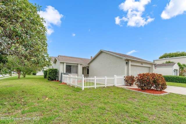 1719 Goldfinch Ct, Melbourne, FL 32935 - view of side of property featuring a garage, stucco siding, and concrete driveway