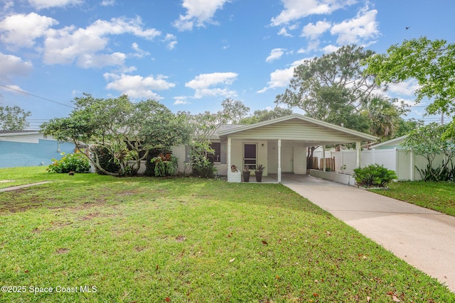 311 3rd St, Merritt Island, FL 32953 - view of front of house with concrete driveway and an attached carport