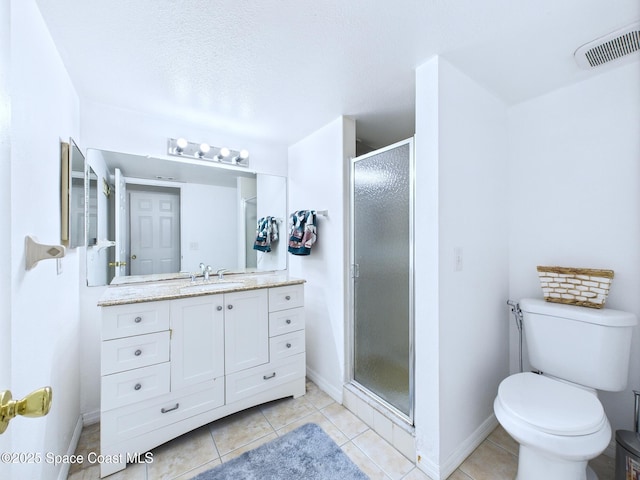 1515 Huntington Ln Unit 924, Rockledge, FL 32955 - bathroom featuring vanity, a shower stall, toilet, and tile patterned floors
