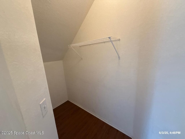 5663 Star Rush Dr Unit 107, Melbourne, FL 32940 - spacious closet with vaulted ceiling and wood finished floors