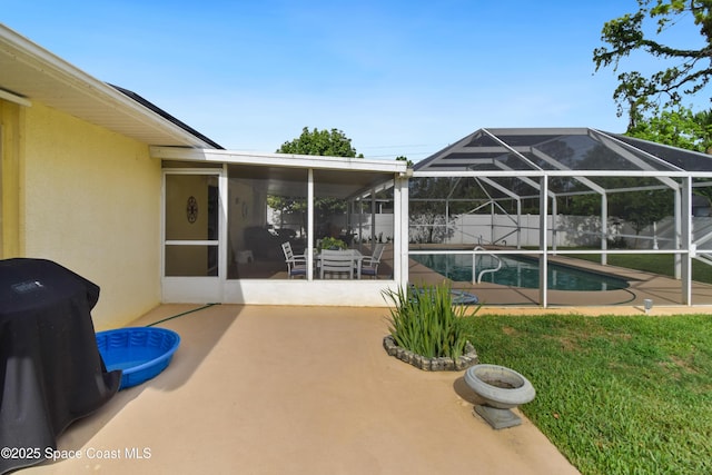 1790 Seeley Cir NW, Palm Bay, FL 32907 - view of swimming pool with a patio and glass enclosure