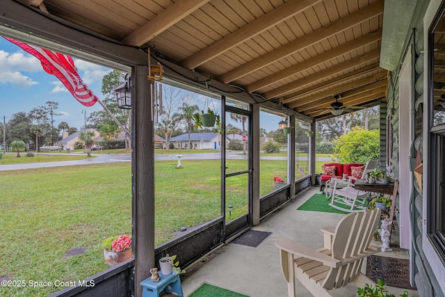 4390 Everglades St, Cocoa, FL 32927 - sunroom / solarium with ceiling fan and beam ceiling