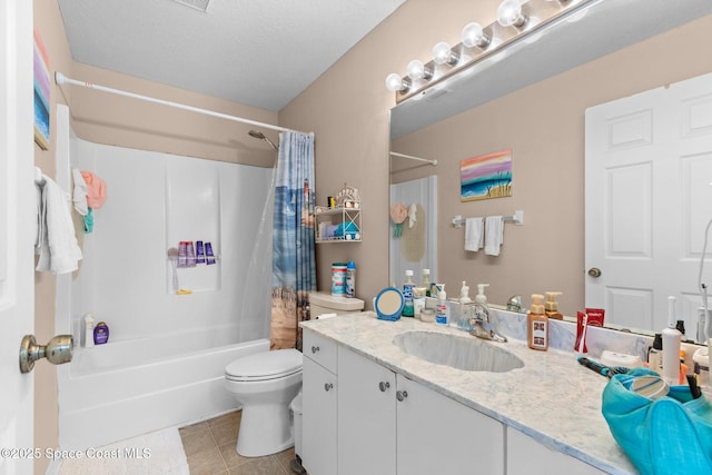 243 Forecast Ln Unit 4-21, Rockledge, FL 32955 - bathroom with vanity, toilet, shower / bath combo with shower curtain, and tile patterned floors