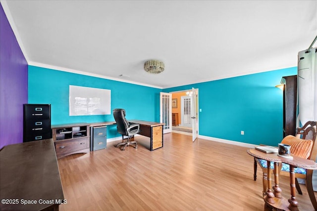 1510 Jupiter Blvd NW, Palm Bay, FL 32907 - office featuring baseboards, wood finished floors, and crown molding