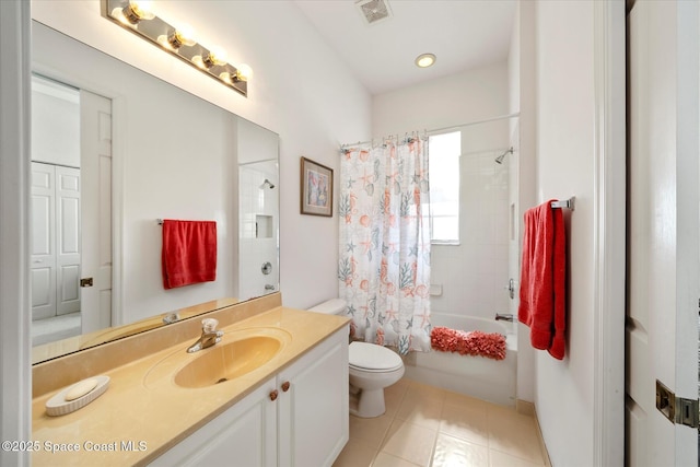 2770 Grand Isle Way SW, Vero Beach, FL 32968 - full bath featuring vanity, shower / bathtub combination with curtain, and tile patterned floors