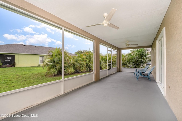 2111 Spring Creek Cir, Palm Bay, FL 32905 - unfurnished sunroom with a ceiling fan