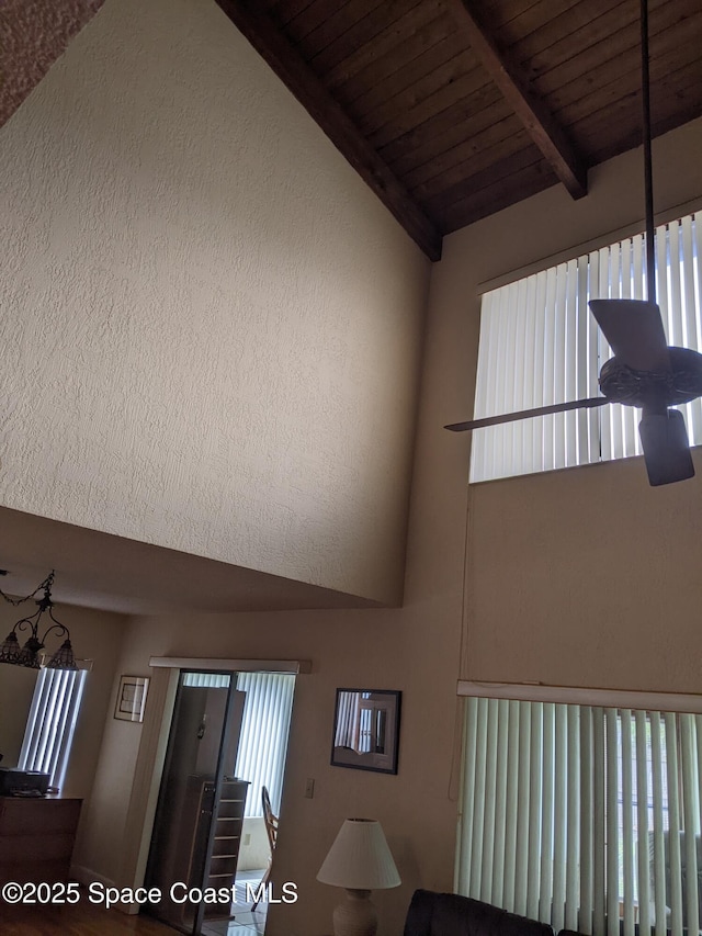 199 Skyline Ct, Satellite Beach, FL 32937 - detailed view of wooden ceiling with exposed beams