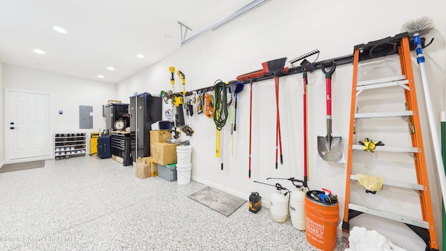 3466 Rixford Way, Palm Bay, FL 32909 - garage featuring electric panel and recessed lighting