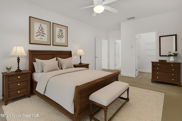 310 Chennault Ln, Rockledge, FL 32955 - bedroom featuring light carpet, a spacious closet, a ceiling fan, and a closet