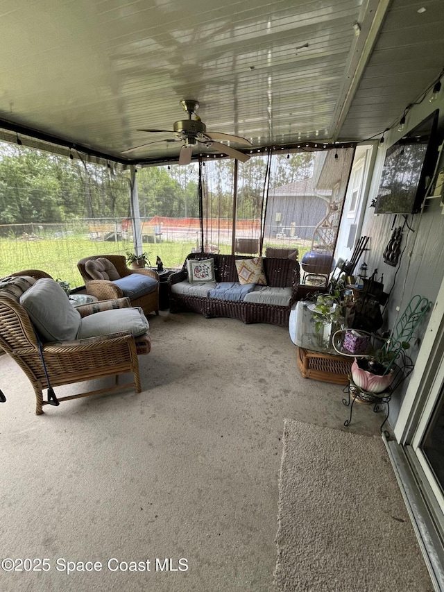 237 Jacaranda Ave NW, Palm Bay, FL 32907 - sunroom / solarium featuring a ceiling fan