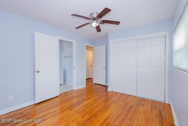 1108 Abington St, Cocoa, FL 32922 - unfurnished bedroom featuring light wood-style flooring, baseboards, and a closet