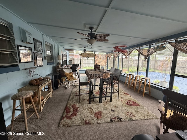 1003 Greenwood Way, Cocoa, FL 32922 - sunroom featuring a ceiling fan