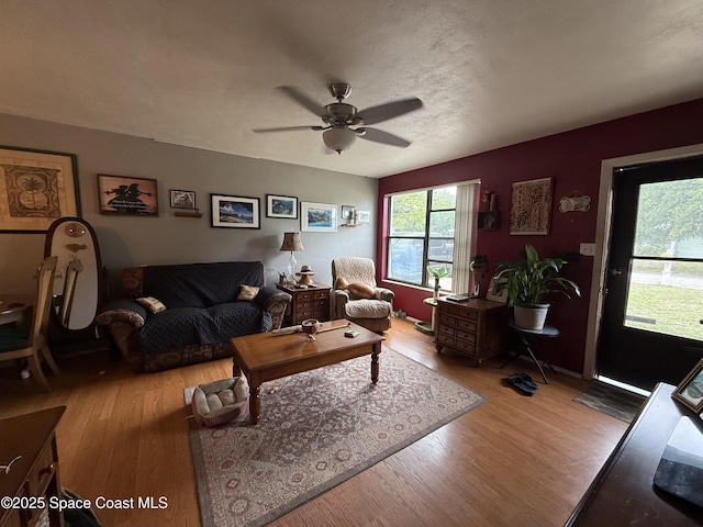 1003 Greenwood Way, Cocoa, FL 32922 - living room featuring wood finished floors and a ceiling fan
