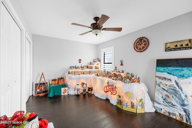 11 Pisces Ln, Rockledge, FL 32955 - bedroom with a closet, wood finished floors, and ceiling fan