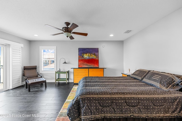 11 Pisces Ln, Rockledge, FL 32955 - bedroom with hardwood / wood-style floors, recessed lighting, and a ceiling fan