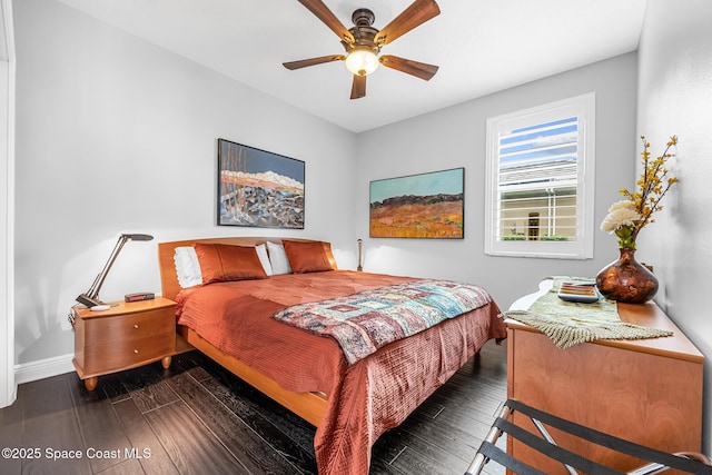 11 Pisces Ln, Rockledge, FL 32955 - bedroom with wood finished floors and ceiling fan