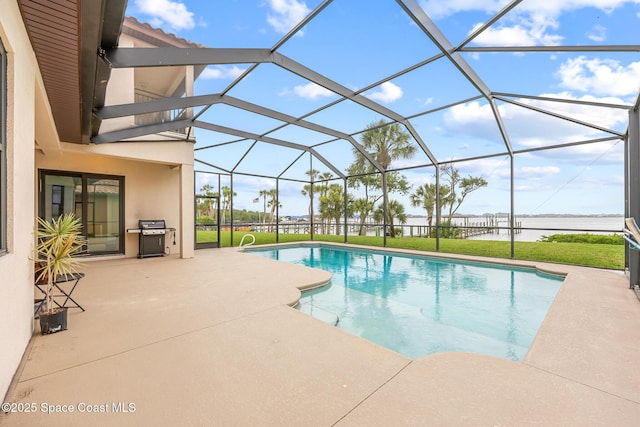 11 Pisces Ln, Rockledge, FL 32955 - outdoor pool featuring a patio area, a water view, a lanai, and area for grilling