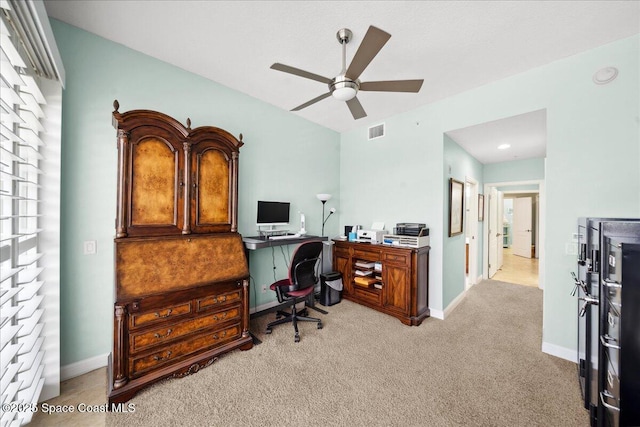 601 N Miramar Ave Unit 314, Indialantic, FL 32903 - office space with ceiling fan, baseboards, and light carpet