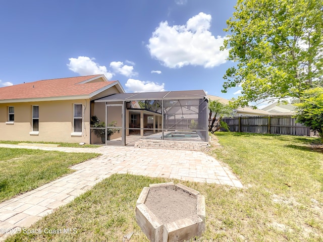 10360 Crystal Point Dr, Orlando, FL 32825 - back of property with a patio, stucco siding, a lanai, and a swimming pool