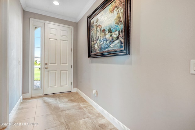 7406 Millbrook Ave, Melbourne, FL 32940 - foyer entrance featuring ornamental molding and plenty of natural light
