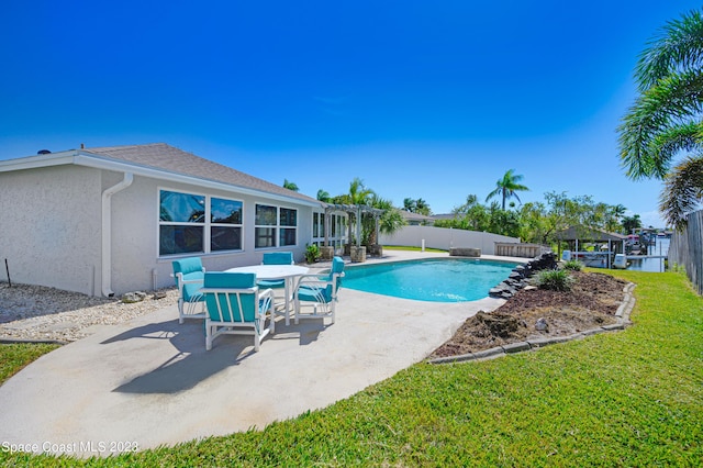 1455 Centaurus Ct, Merritt Island, FL 32953 - view of swimming pool featuring a gazebo, a fenced backyard, a patio, and a pergola