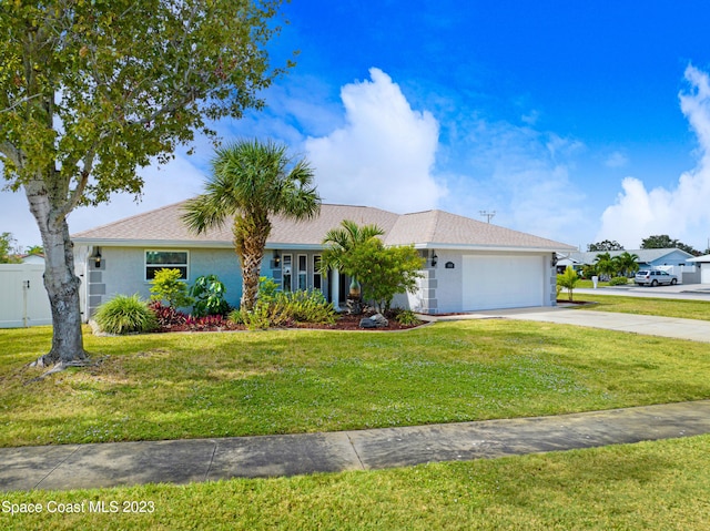 1455 Centaurus Ct, Merritt Island, FL 32953 - ranch-style home featuring concrete driveway, an attached garage, and stucco siding