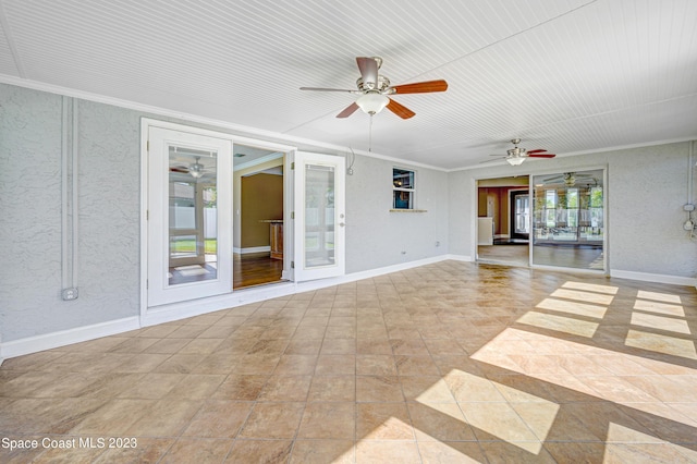 1455 Centaurus Ct, Merritt Island, FL 32953 - empty room featuring a ceiling fan, crown molding, and tile patterned flooring
