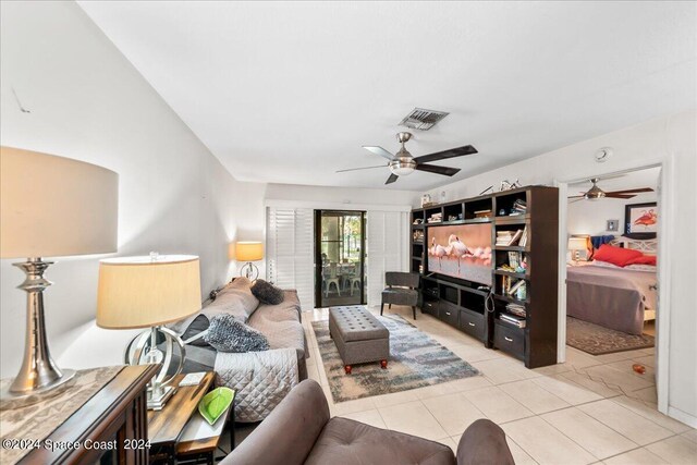 190 Shell Pl Unit 84, Rockledge, FL 32955 - living room with a ceiling fan and tile patterned flooring