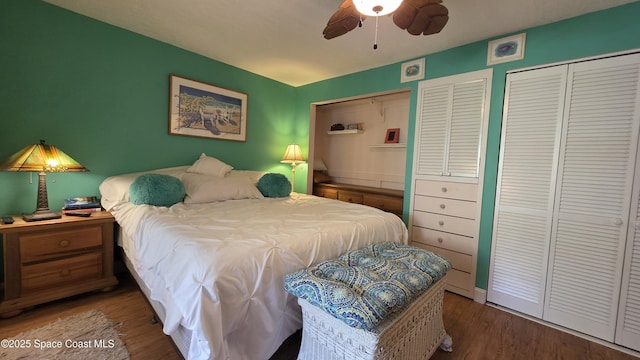 8714 Jasmine Ct, Cape Canaveral, FL 32920 - bedroom featuring wood finished floors and a ceiling fan