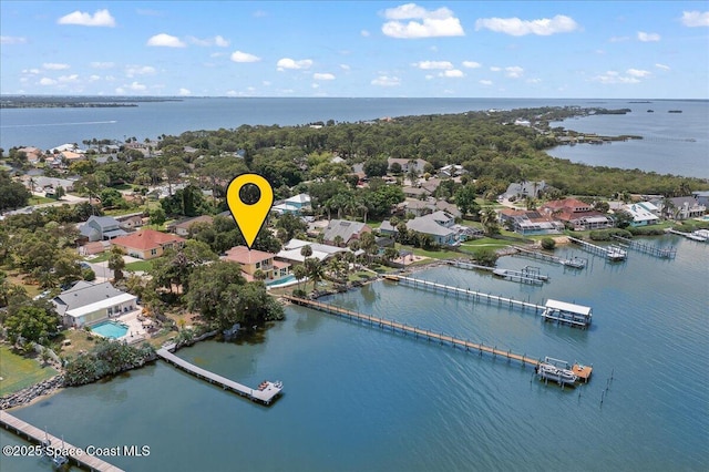 1999 S Misty Harbor Pl, Merritt Island, FL 32952 - aerial view of property and surrounding area featuring a nearby body of water and nearby suburban area