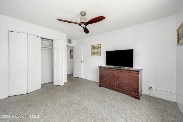 1700 Atlantic St Unit 1, Melbourne Beach, FL 32951 - carpeted bedroom featuring a closet and a ceiling fan