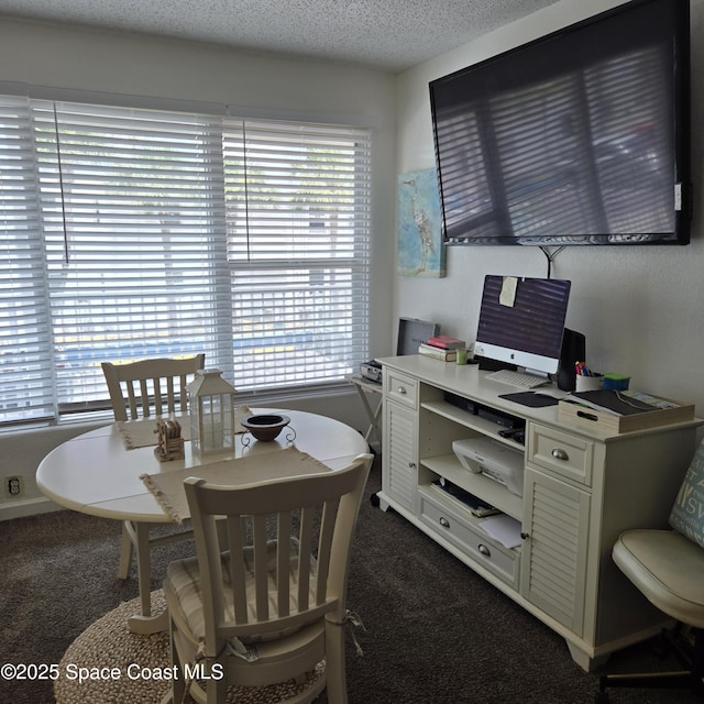 935 S Atlantic Ave Unit 234, Daytona Beach, FL 32118 - dining area featuring dark colored carpet and a textured ceiling