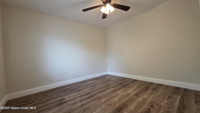 1880 Murrell Rd Unit E19, Rockledge, FL 32955 - unfurnished room with dark wood-style floors, baseboards, and ceiling fan