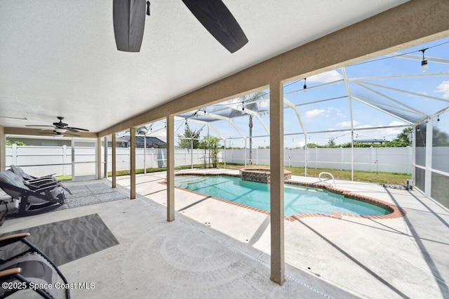1236 Foxridge Pl, Melbourne, FL 32940 - view of pool featuring a patio area, a fenced backyard, and a ceiling fan