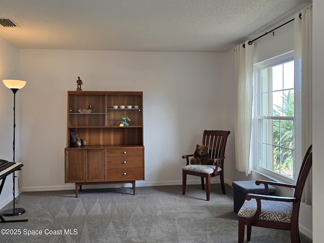 1150 Ida Way, Melbourne, FL 32940 - sitting room featuring plenty of natural light, carpet, and a textured ceiling