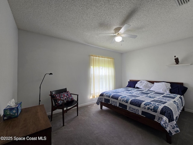 1150 Ida Way, Melbourne, FL 32940 - carpeted bedroom with ceiling fan and a textured ceiling