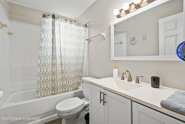 1620 Wichita Blvd SE, Palm Bay, FL 32909 - full bath with vanity, toilet, and shower / bathtub combination with curtain