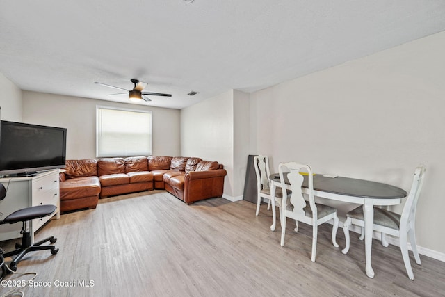 1620 Wichita Blvd SE, Palm Bay, FL 32909 - living room featuring light wood-type flooring, ceiling fan, and baseboards