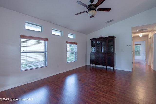 4180 Seville Ave, Cocoa, FL 32926 - unfurnished room featuring lofted ceiling, wood finished floors, and ceiling fan