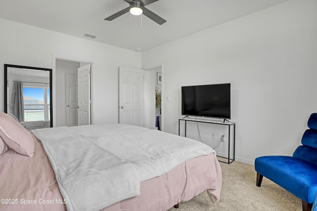 1265 Valley View Ave, Rockledge, FL 32955 - bedroom featuring light carpet and ceiling fan