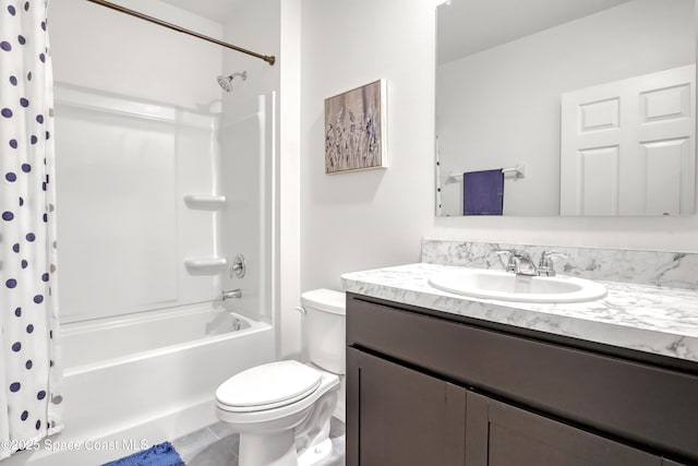 1265 Valley View Ave, Rockledge, FL 32955 - bathroom featuring shower / bath combination with curtain, vanity, and tile patterned flooring