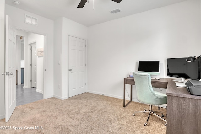 1265 Valley View Ave, Rockledge, FL 32955 - carpeted office space with a ceiling fan and baseboards